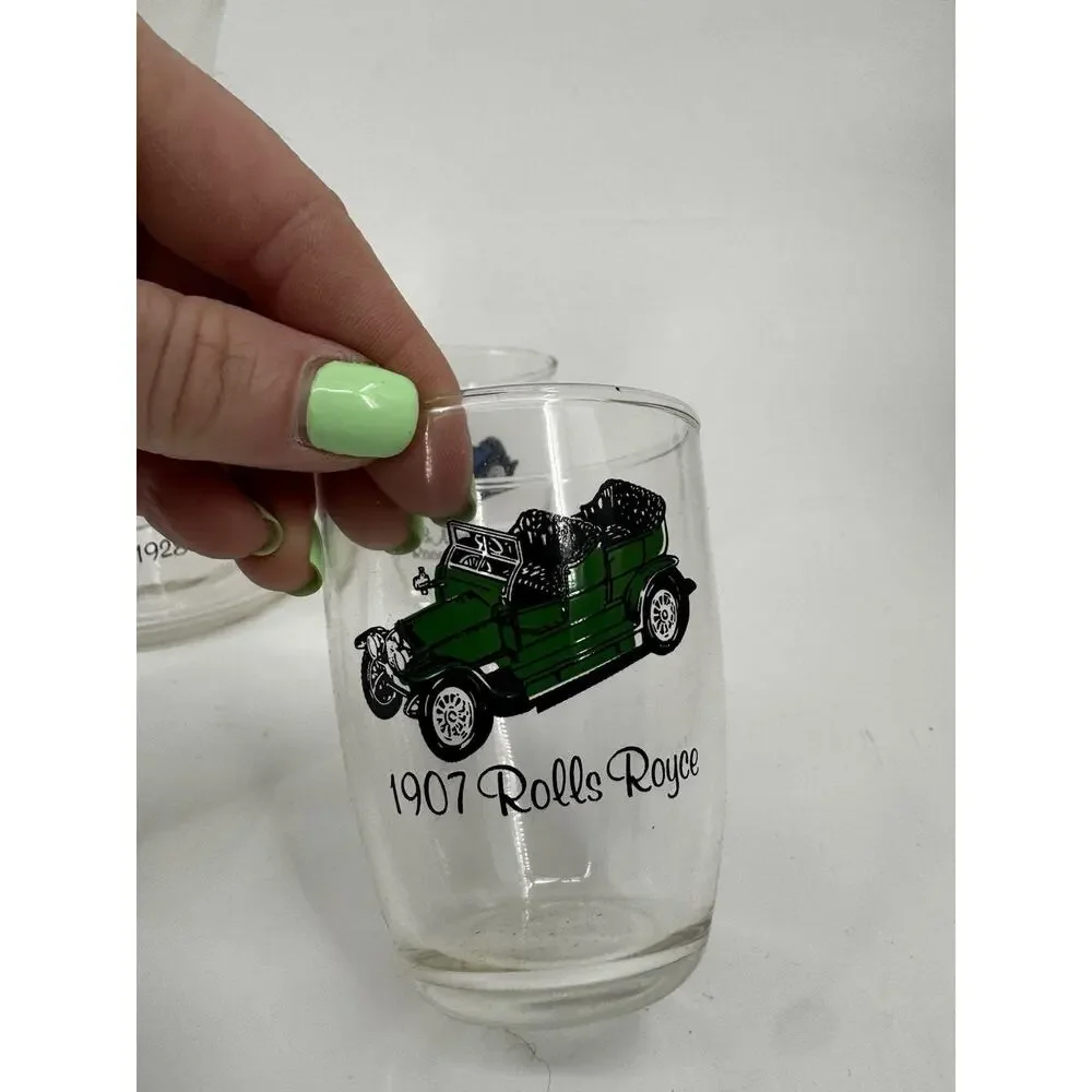 Northwestern Bottle Co Classic Car Carafe and 6 Juice Glass Set Vintage in Box